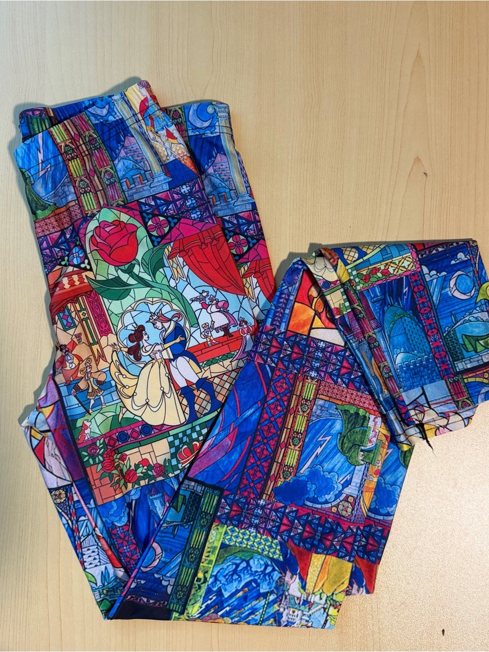 Blue Stained-Glass Print Leggings - Women's Fashion Leggings